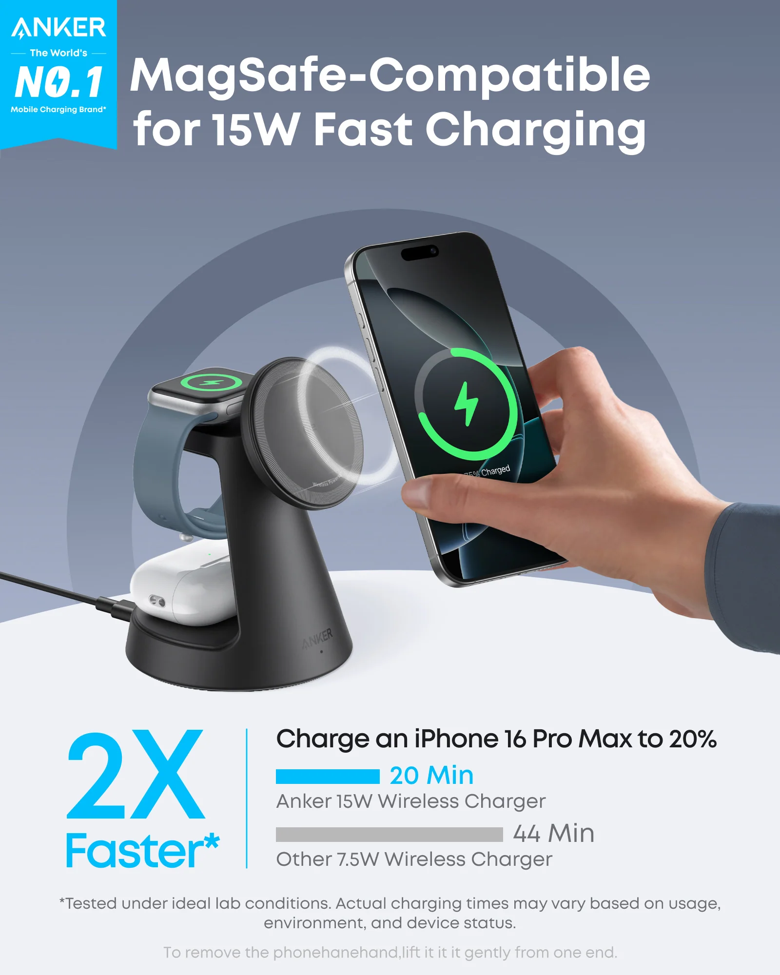 Anker MagGo Wireless Charging Station (3-in-1, Dock Stand) - Image 5
