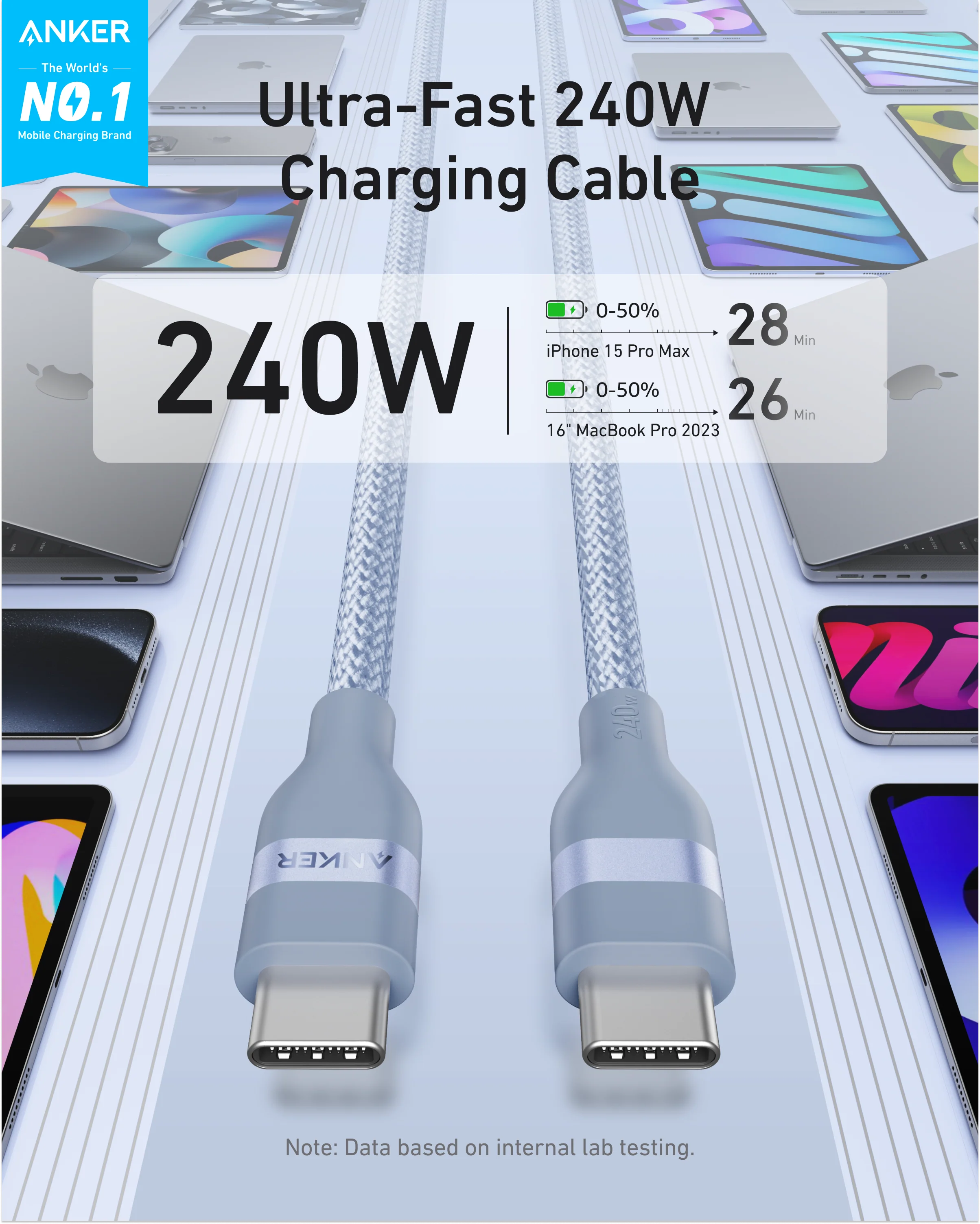 Anker USB-C to USB-C Cable (240W, Upcycled-Braided) - Image 14