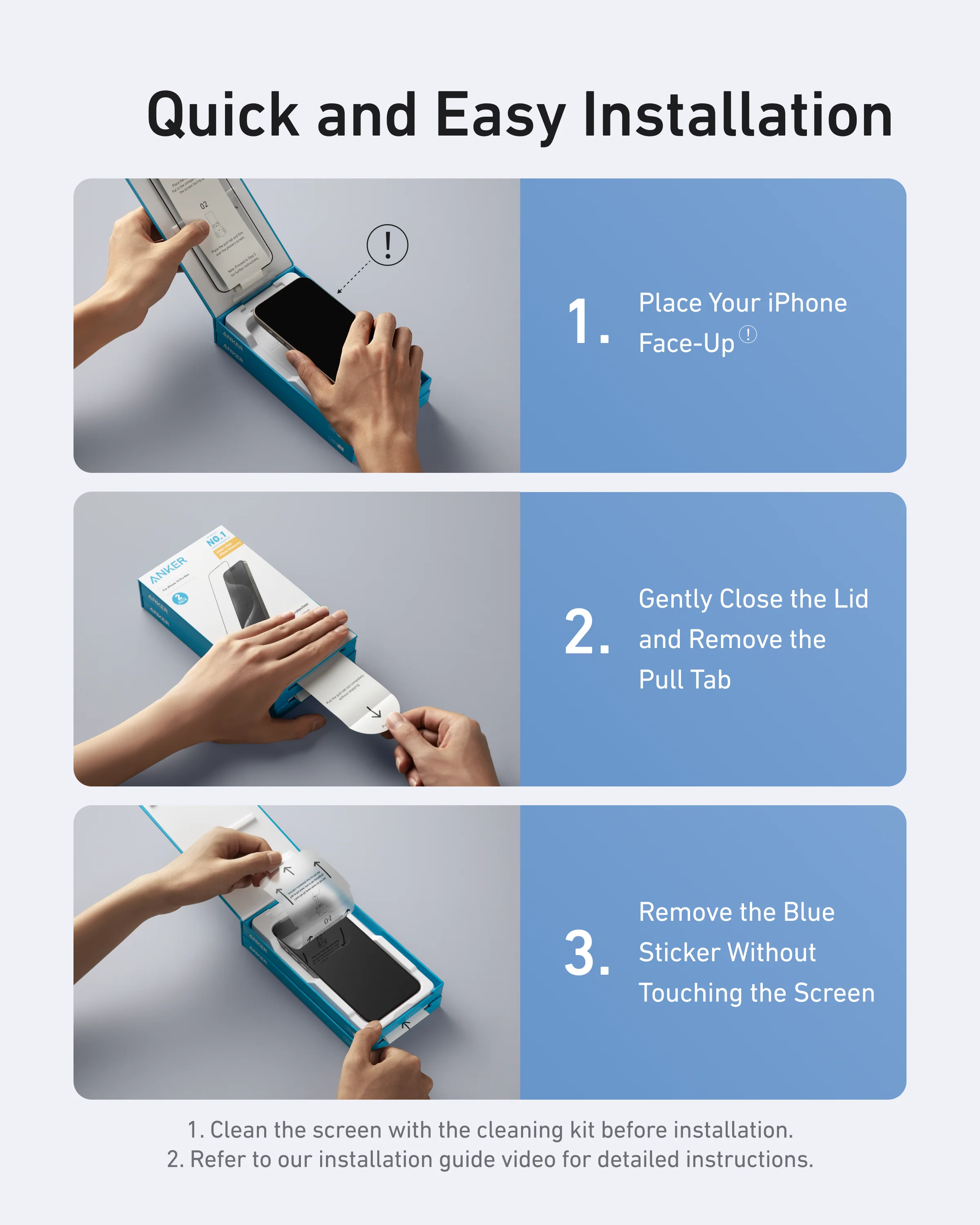 Anker Easy Fit Screen Protector Kit (ShieldX Glass, HD, 2-Pack)-iPhone 15 Pro - Image 3