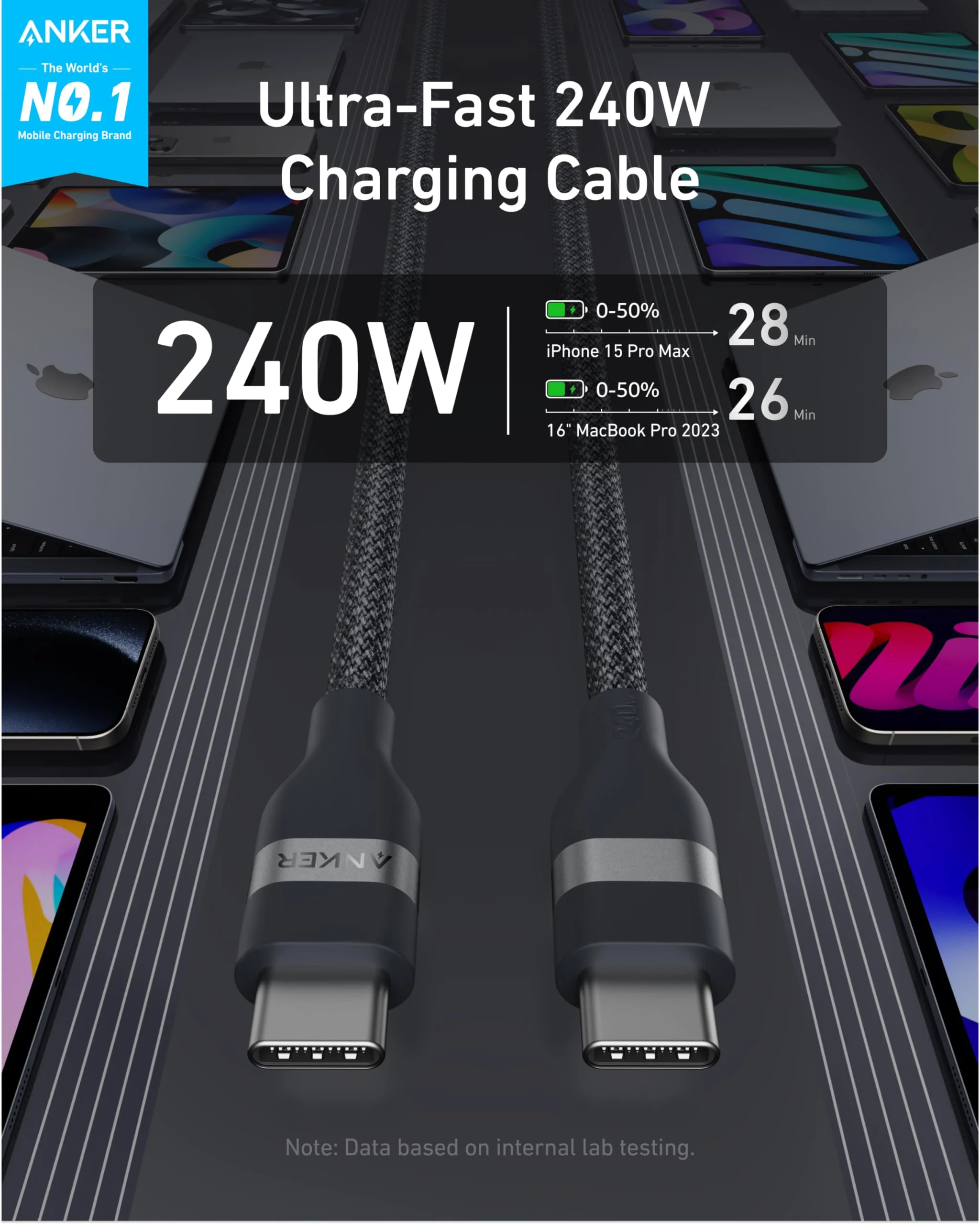 Anker USB-C to USB-C Cable (240W, Upcycled-Braided) - Image 37