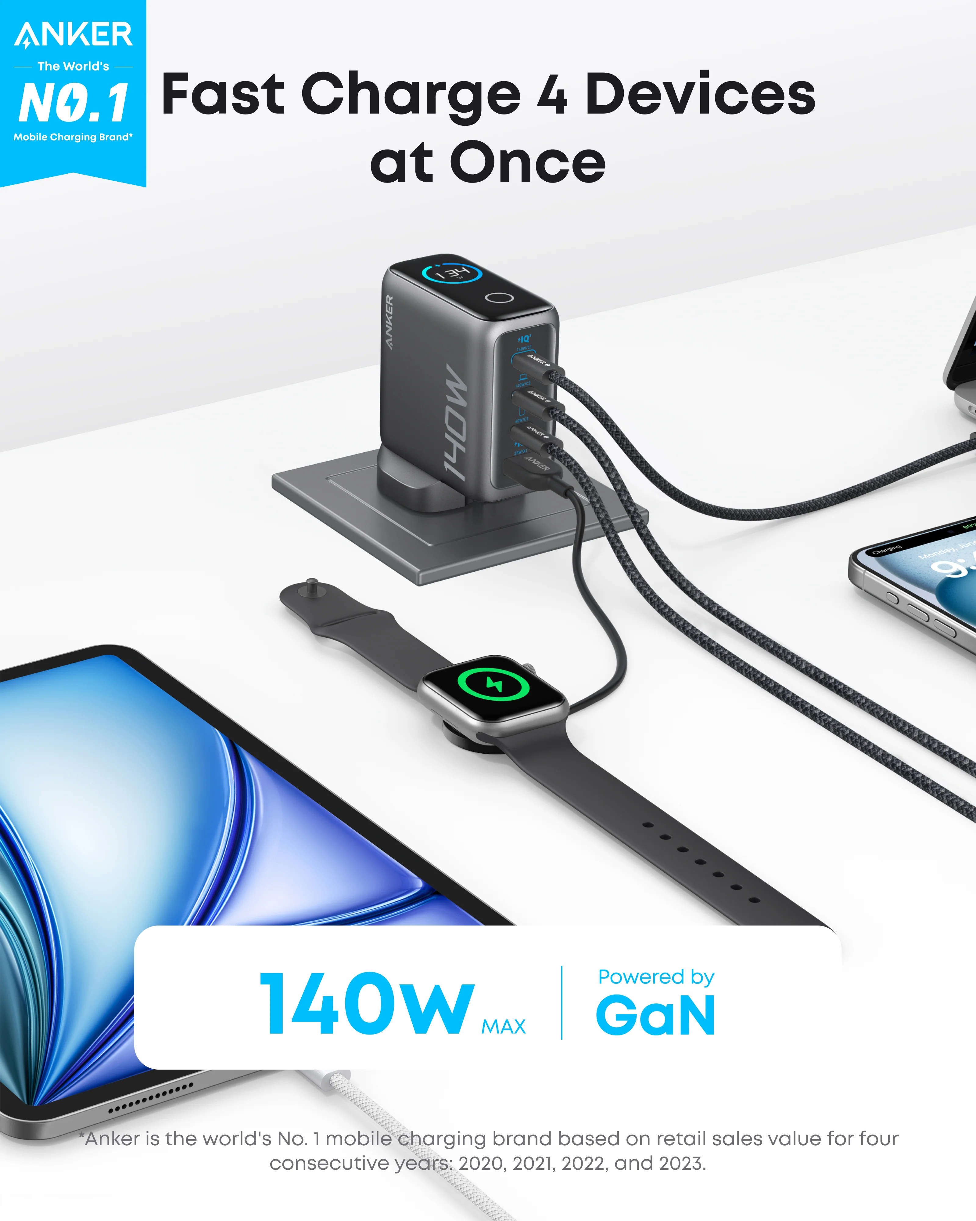 Anker Laptop Charger (140W, 4-Port, PD 3.1) with USB-C Cable + Anker Nano Power Bank (5K, MagGo, Slim) - Image 4