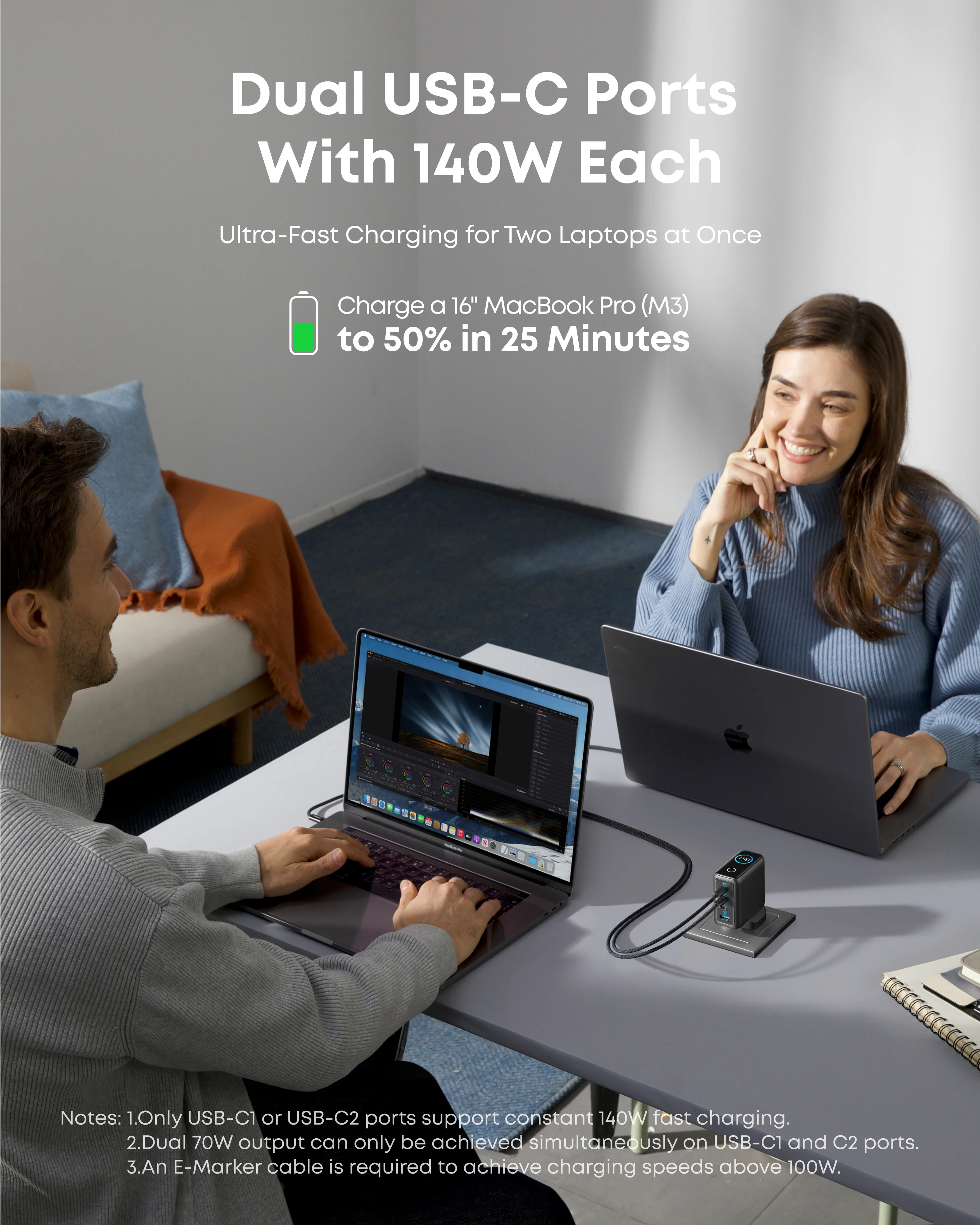 Anker Laptop Charger (140W, 4-Port, PD 3.1) with USB-C Cable + Anker Nano Power Bank (5K, MagGo, Slim) - Image 6